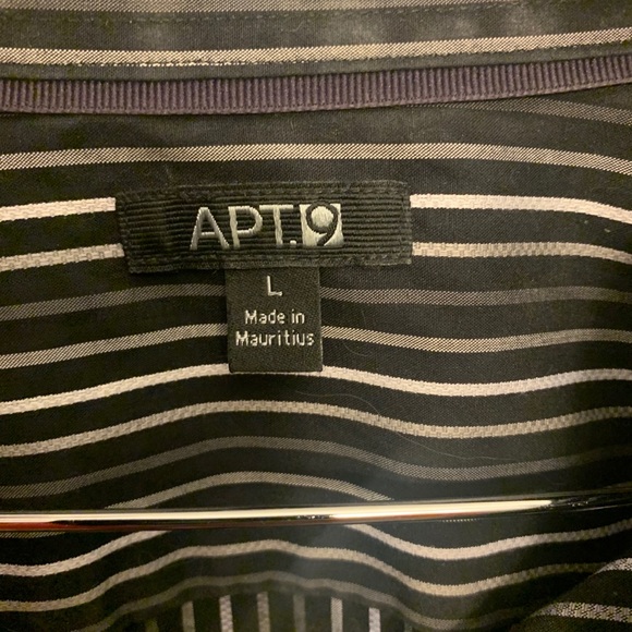 Black, white, grey stripe dress shirt, L - Picture 2 of 3